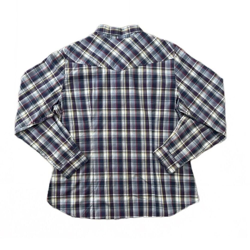 Roper Women's Long Sleeve Snap Blue Plaid Wester Shirt Cotton Pockets Size XL - Picture 8 of 8